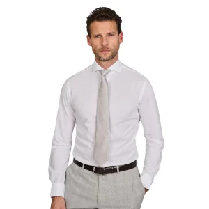 Profuomo-skjorte lange ærmer Hvid slim fit til mænd